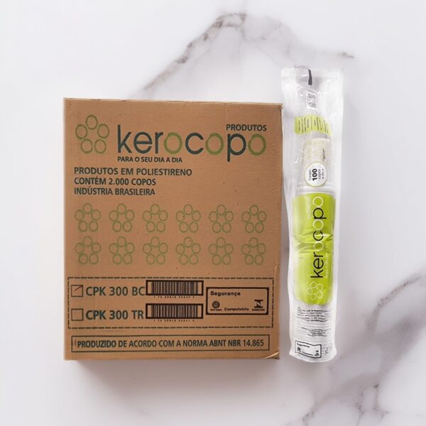 Copo 300ml branco caixa 2000 - Kerocopo poliestireno - 20x100 Unidades - Imagem 3