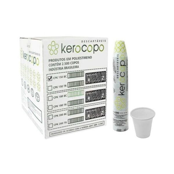 Copo 150ml branco caixa 2500 - Kerocopo poliestireno - 25x100 Unidades