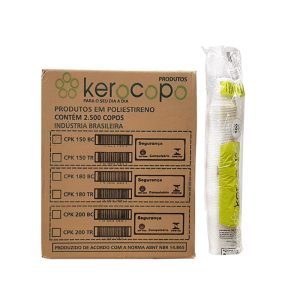 Copo 150ml branco caixa 2500 - Kerocopo poliestireno - 25x100 Unidades